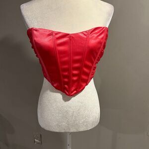NWT The Vintage Shop Pink Satin Faux Corset Top Womens Large NEW